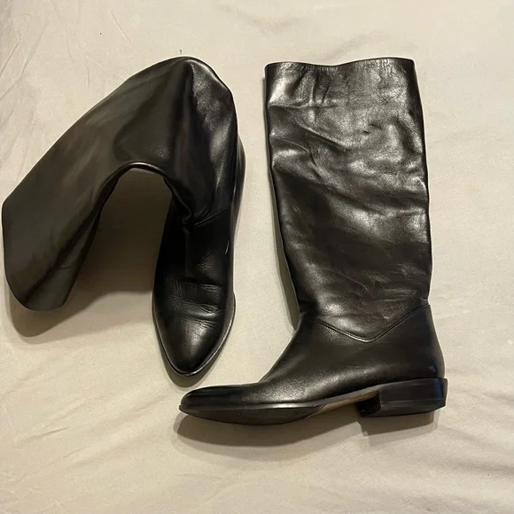 Made in Italy black leather riding boots. Size 9 - Picture 2 of 4